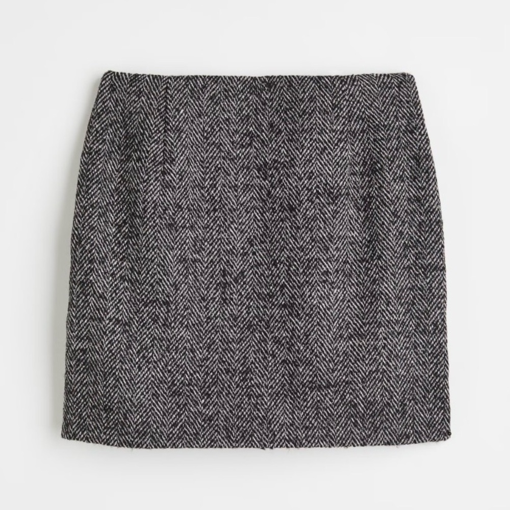 H&M Tweed Herringbone Mini Skirt